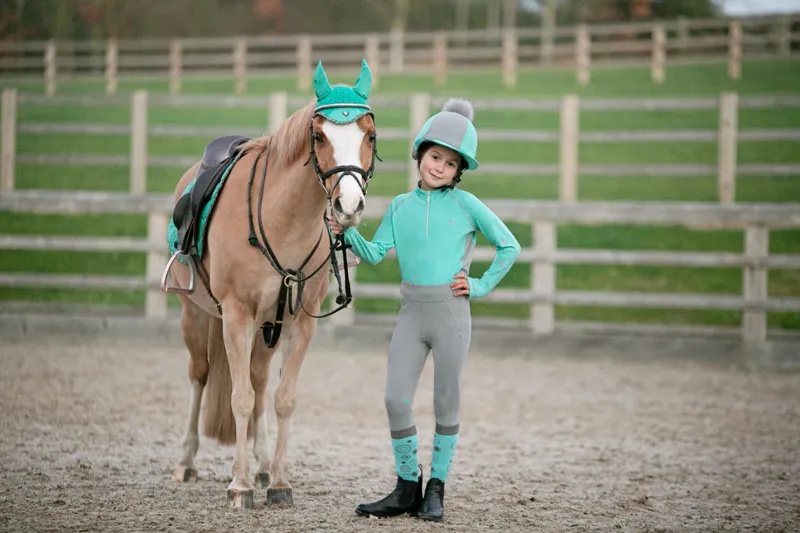 Hy Equestrian DynaMizs Ecliptic Hat Cover - Mint/Grey-1